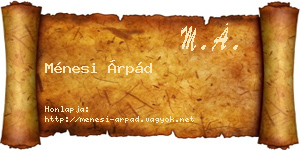 Ménesi Árpád névjegykártya